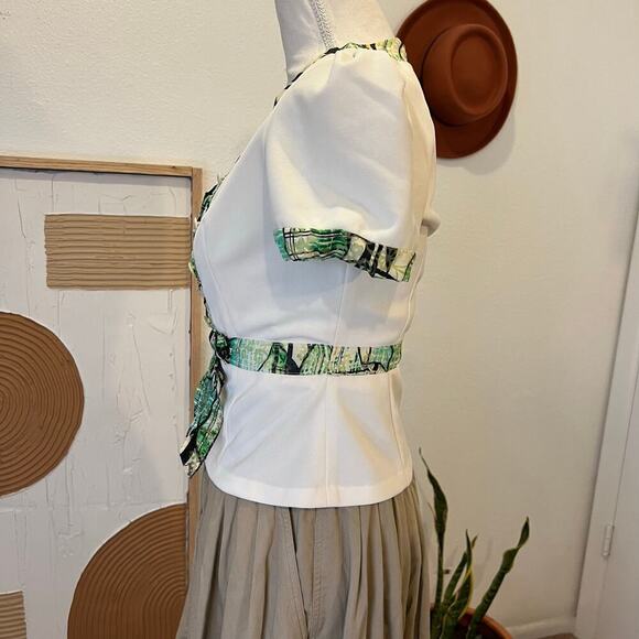 Handmade Vintage 1960s Mod Bow Embellished Short Sleeve Blouse - XS - Picture 3 of 15